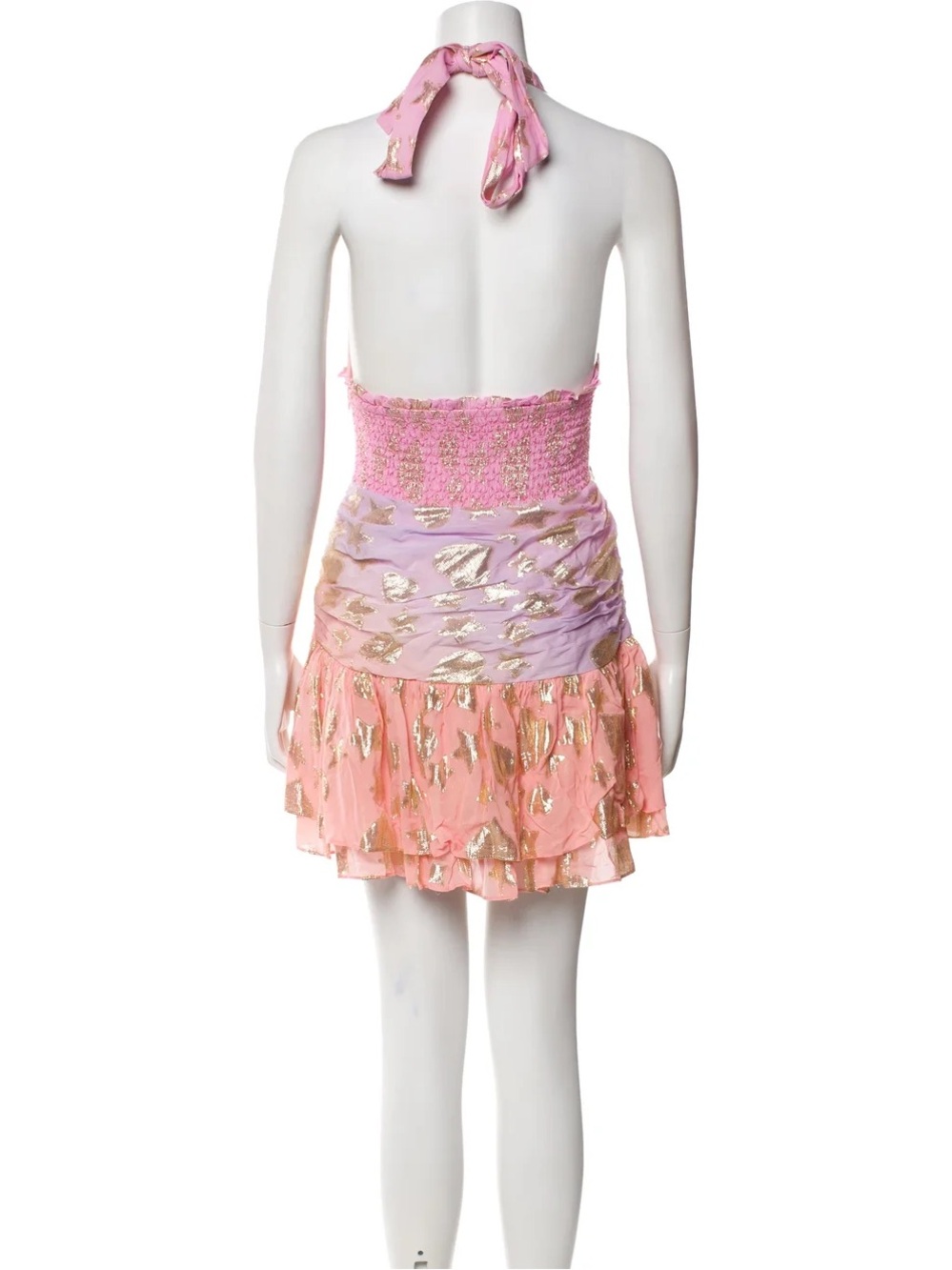 LoveShackFancy Pink & Lavender Sparkle Heart Halter Mini Dress Size Small - Picture 7 of 8